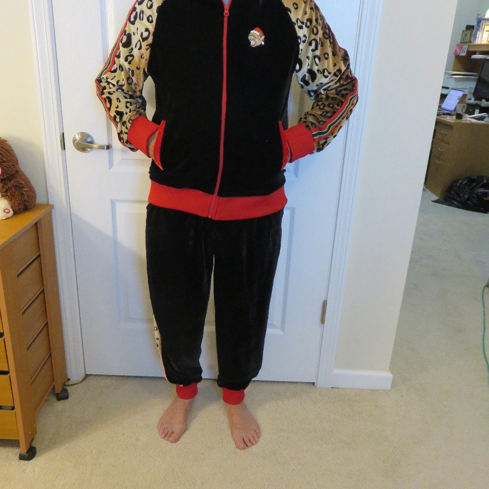 Christmas Tracksuit 2 pc. Set Velour Jacket & Pant Jogger Holiday Time